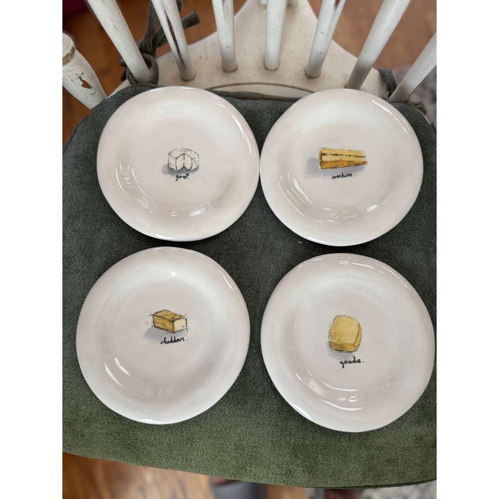 Rae Dunn 4 cheese plates - Gouda cheddar goat morbier Circa 2016